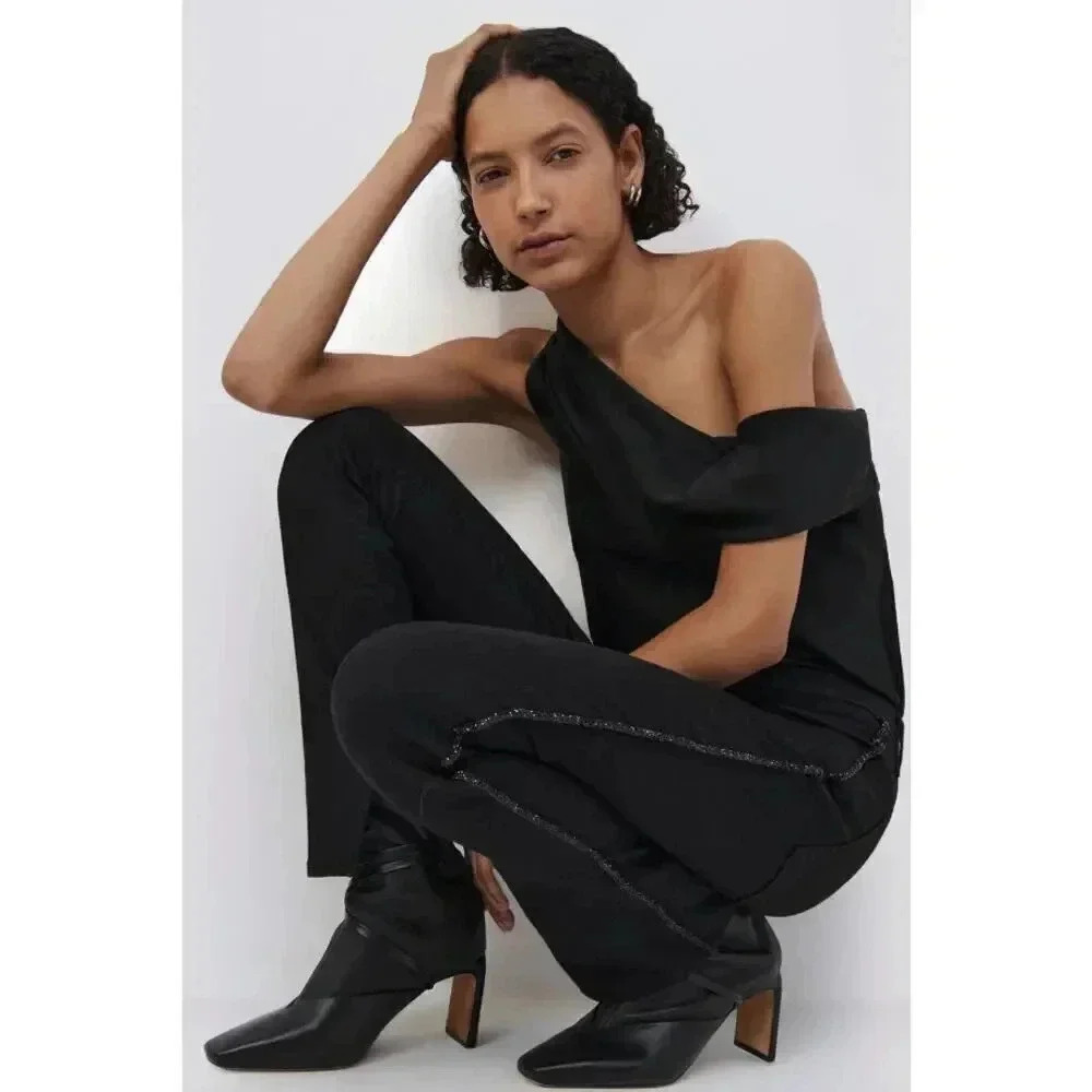 NWT! Jonathan Simkhai Standard black rhinestone RAE SKINNY DENIM